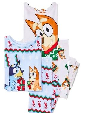 Bluey Kids' Holiday 2T Pajama Set - Blue/White